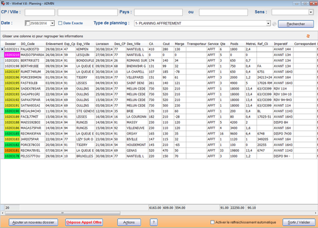ERP Fluvial – Planning d´affrètement