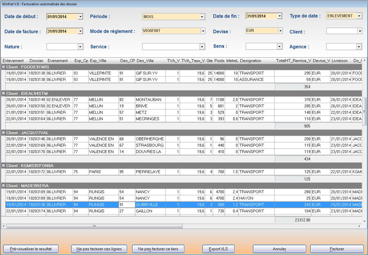 Affrètement Fluvial – TMS Facturation client